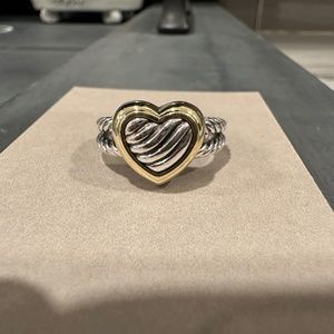 DAVID YURMAN 18k Yellow Gold Silver Double-Cable Heart Ring